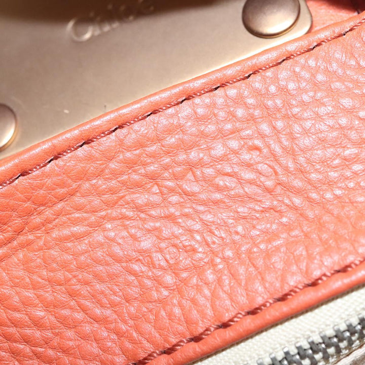 Chloe Paddington Hand Bag Leather Orange Silver gold 113162