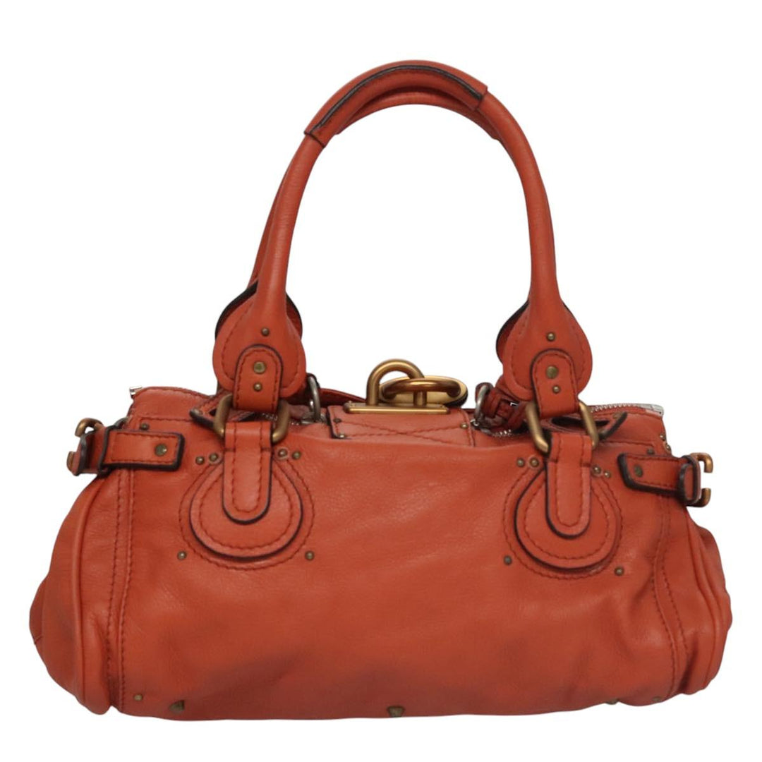Chloe Paddington Hand Bag Leather Orange Silver gold 113162