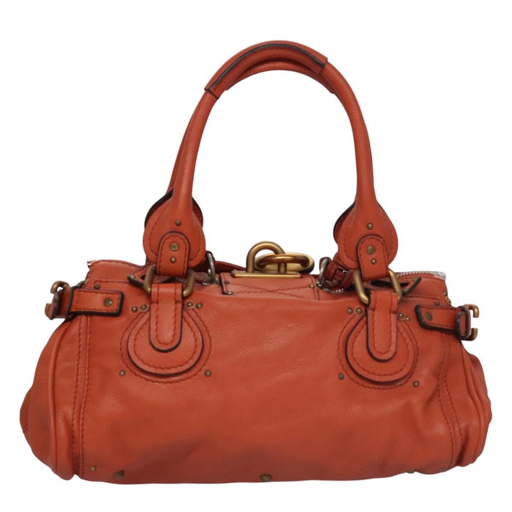 Chloe Paddington Hand Bag Leather Orange Silver gold 113162