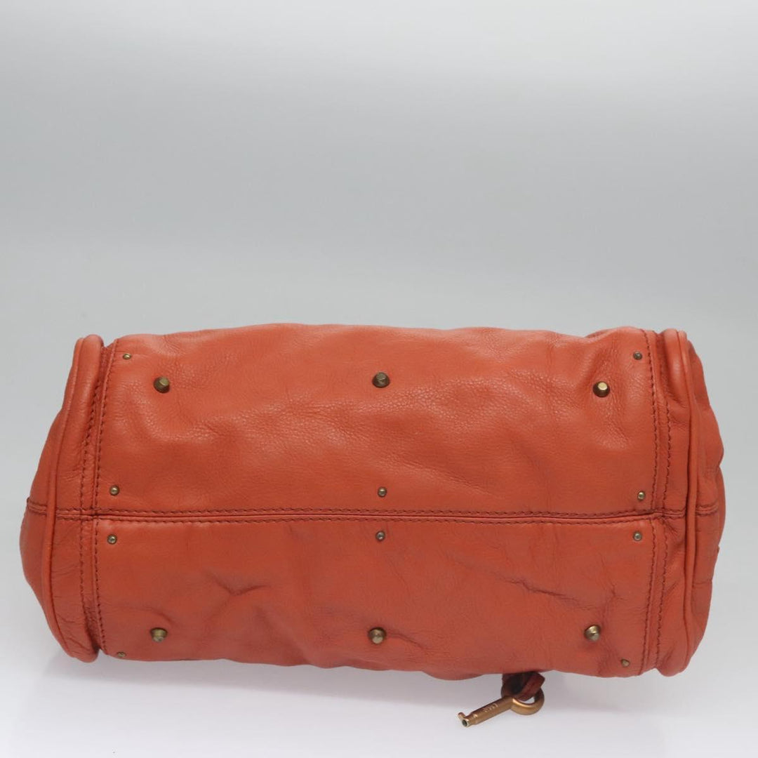 Chloe Paddington Hand Bag Leather Orange Silver gold 113162