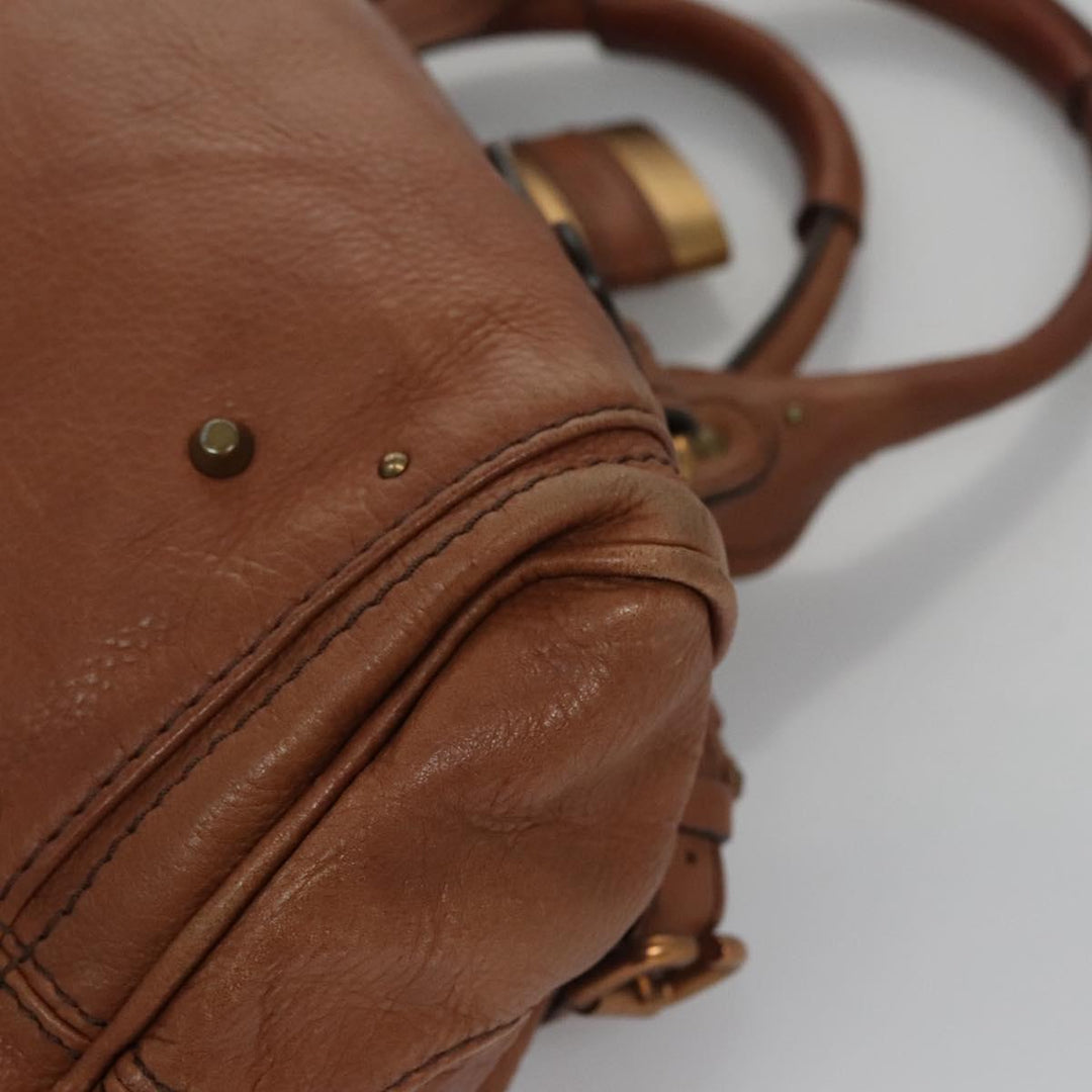 Chloe Paddington Hand Bag Leather Brown Silver gold 113239