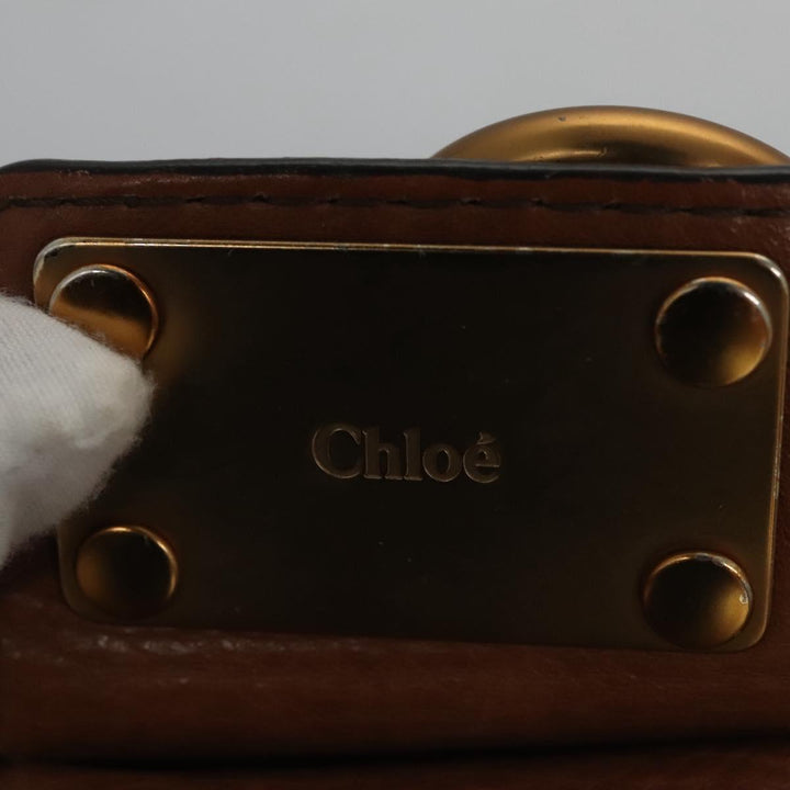 Chloe Paddington Hand Bag Leather Brown Silver gold 113239