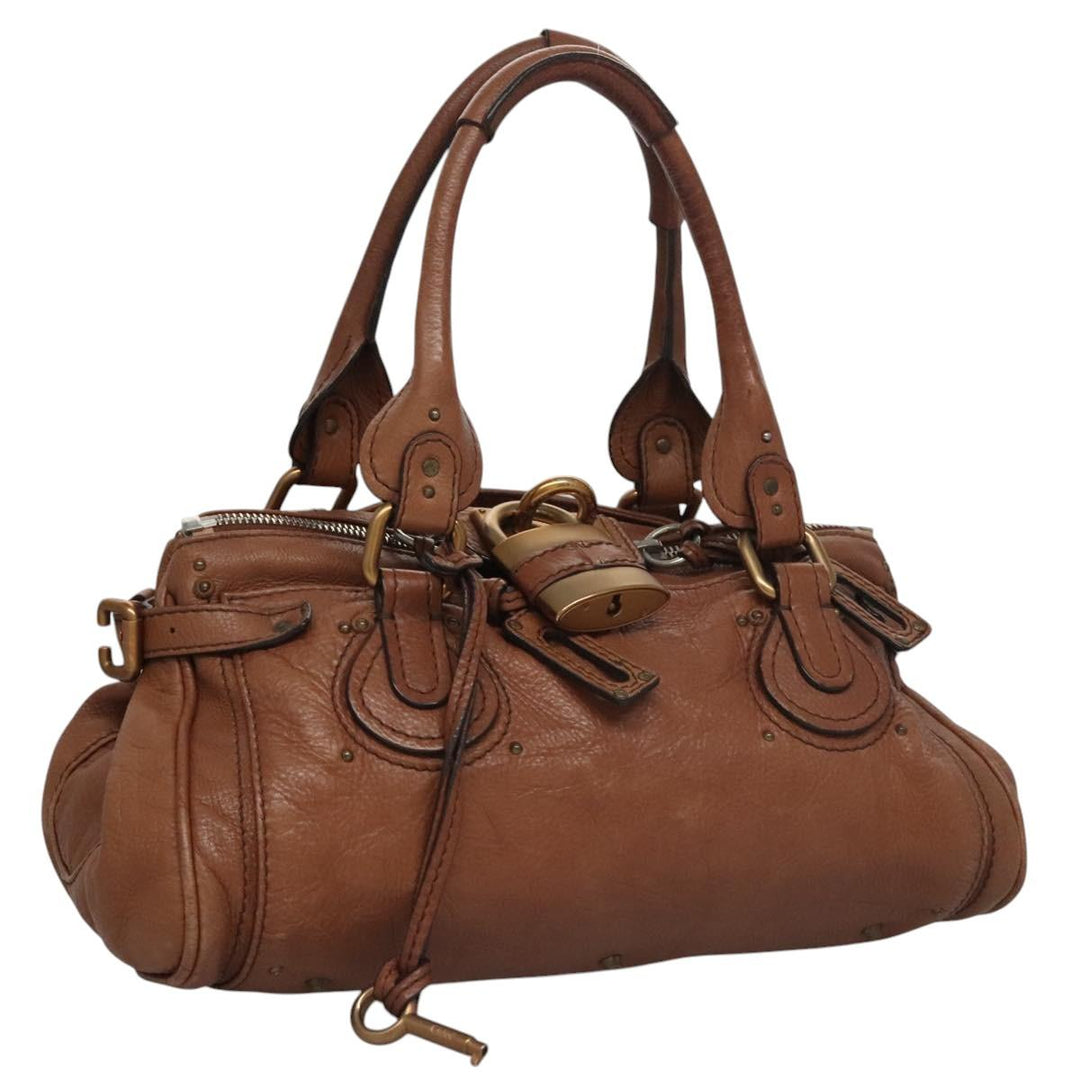 Chloe Paddington Hand Bag Leather Brown Silver gold 113239