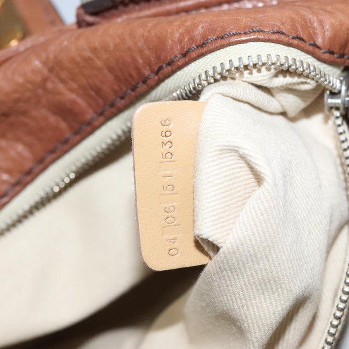 Chloe Paddington Hand Bag Leather Brown Silver gold 113239