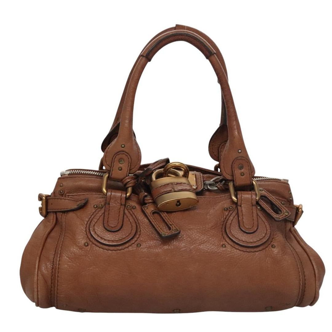 Chloe Paddington Hand Bag Leather Brown Silver gold 113239