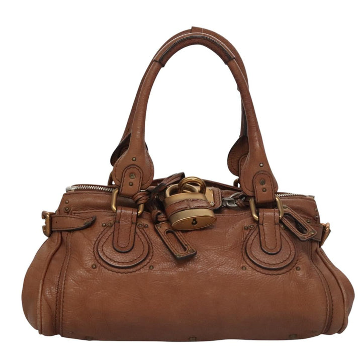 Chloe Paddington Hand Bag Leather Brown Silver gold 113239