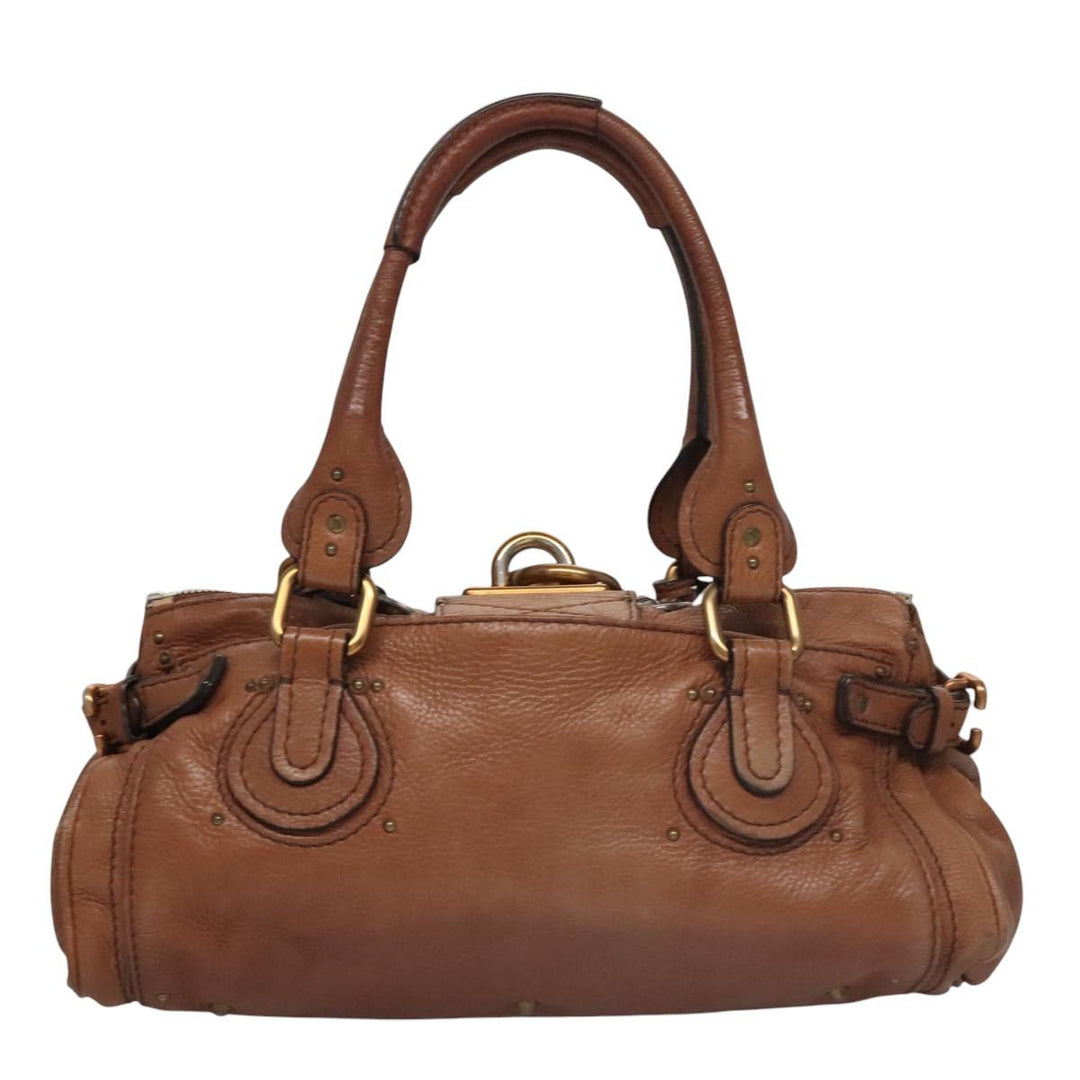 Chloe Paddington Hand Bag Leather Brown Silver gold 113239