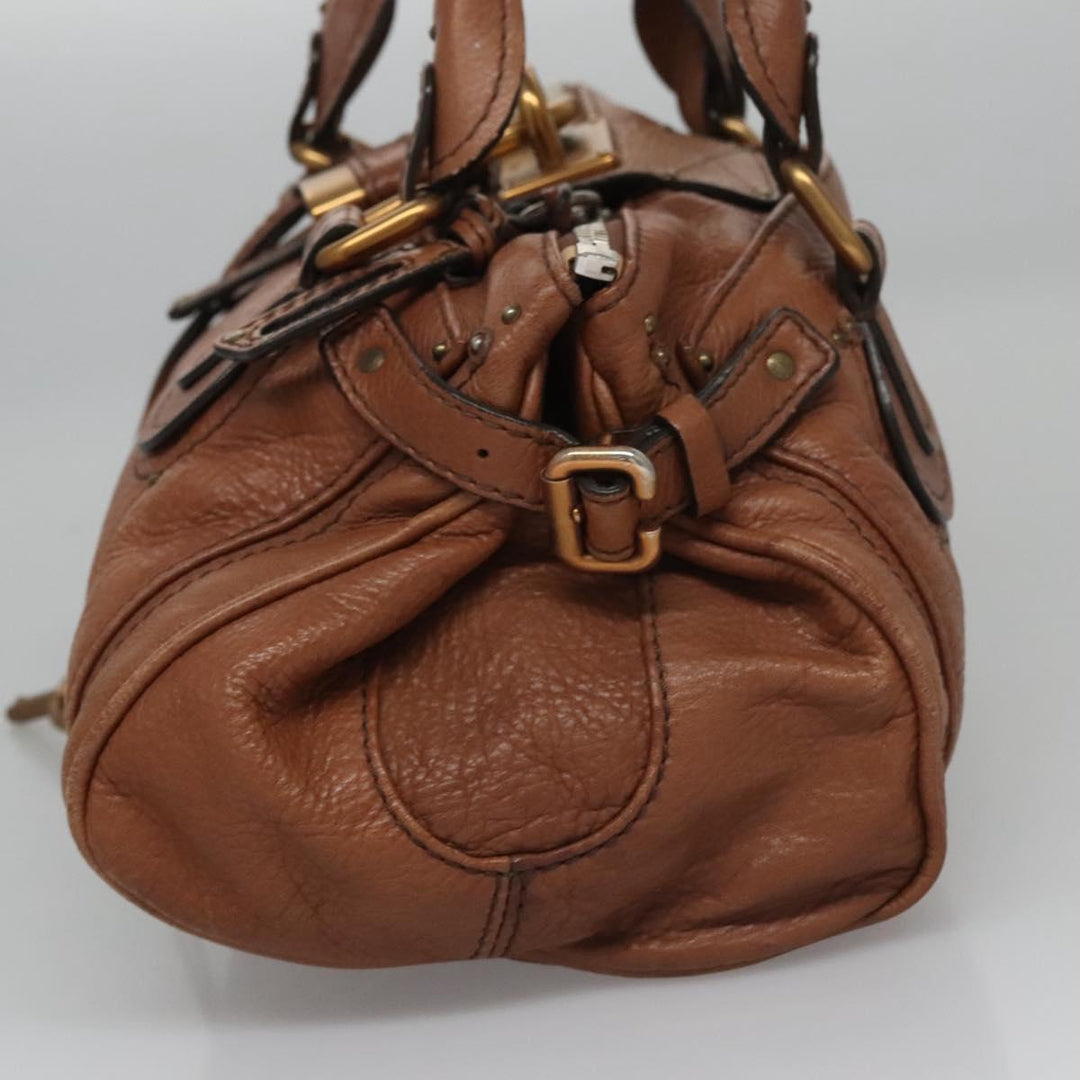 Chloe Paddington Hand Bag Leather Brown Silver gold 113239