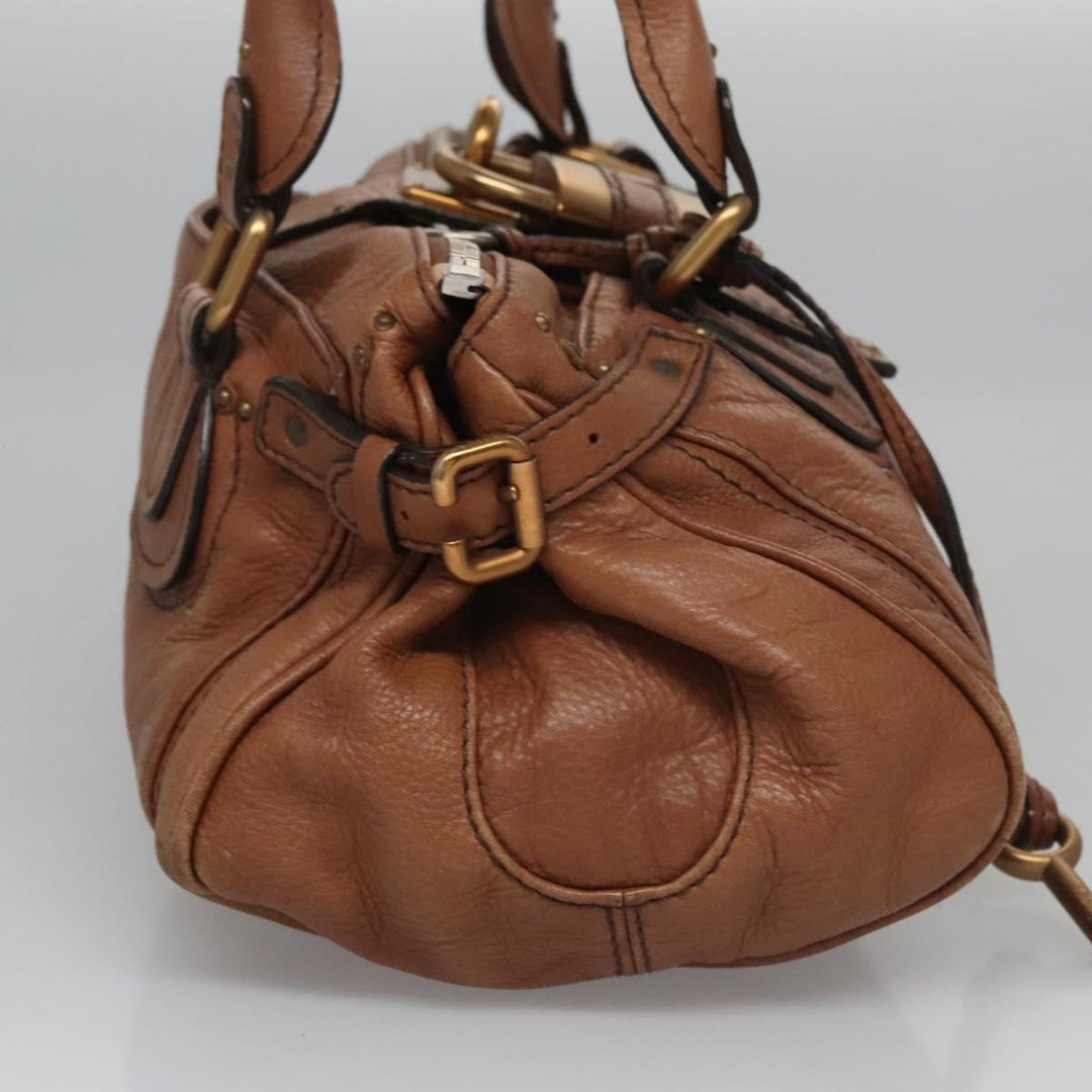 Chloe Paddington Hand Bag Leather Brown Silver gold 113239