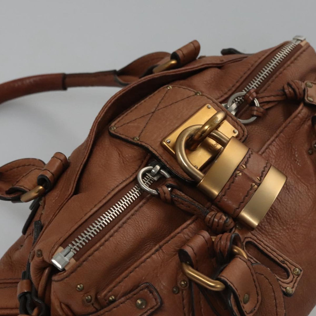 Chloe Paddington Hand Bag Leather Brown Silver gold 113239