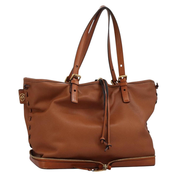Chloe Tote Bag Leather Brown Gold 113731