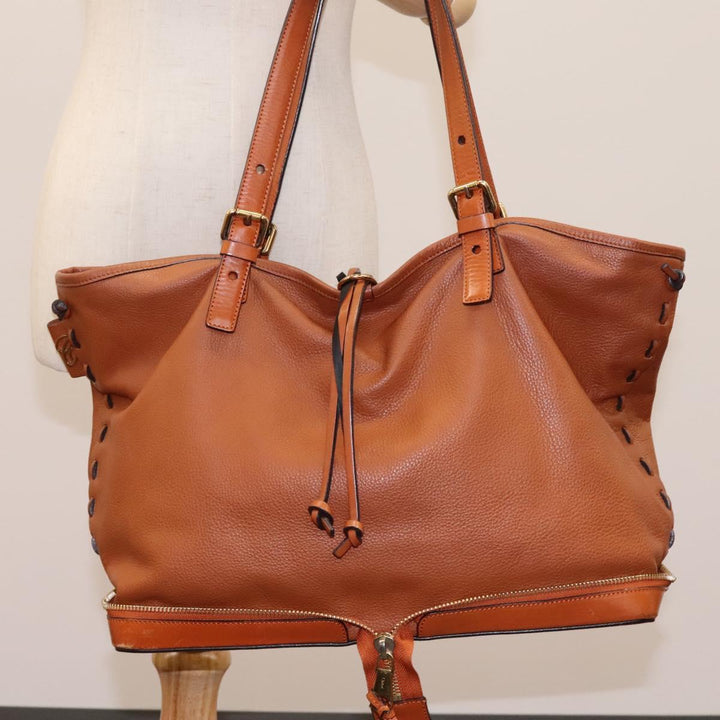 Chloe Tote Bag Leather Brown Gold 113731