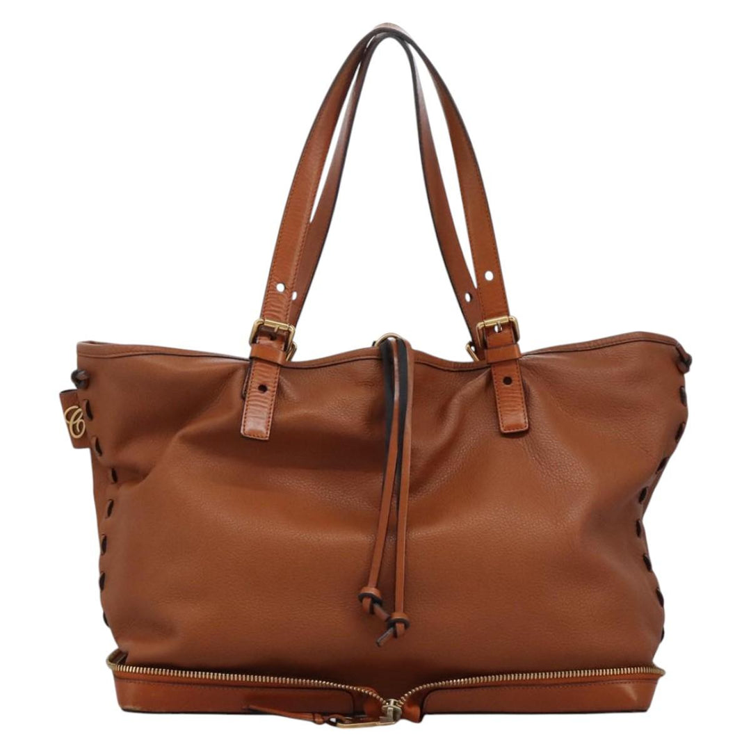 Chloe Tote Bag Leather Brown Gold 113731