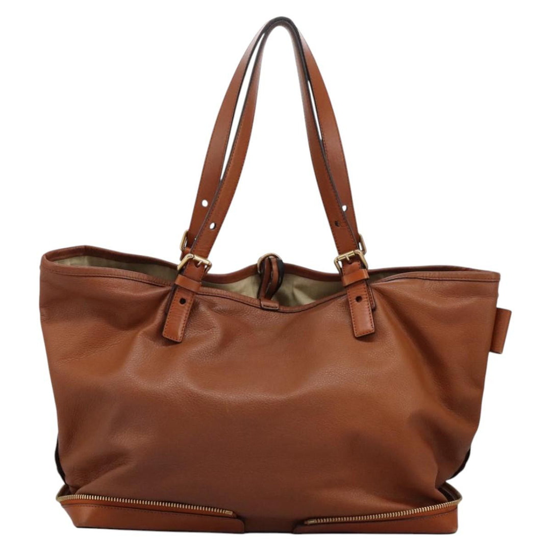 Chloe Tote Bag Leather Brown Gold 113731