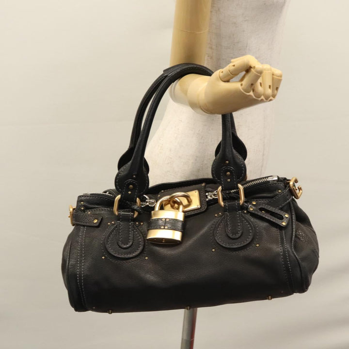 Chloe Paddington Hand Bag Leather Black 113774