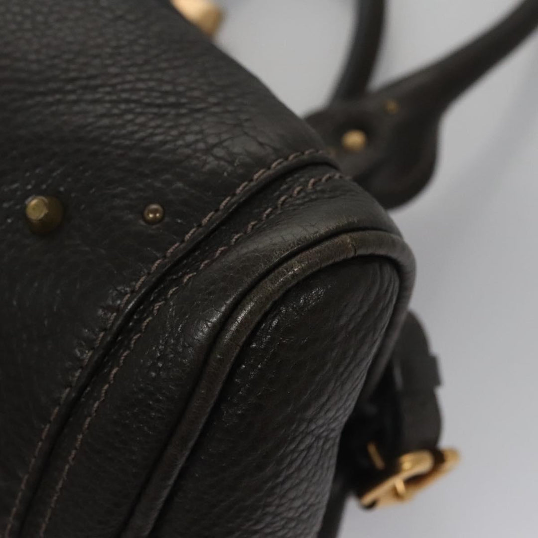 Chloe Paddington Hand Bag Leather Dark Brown Gold Silver 113775