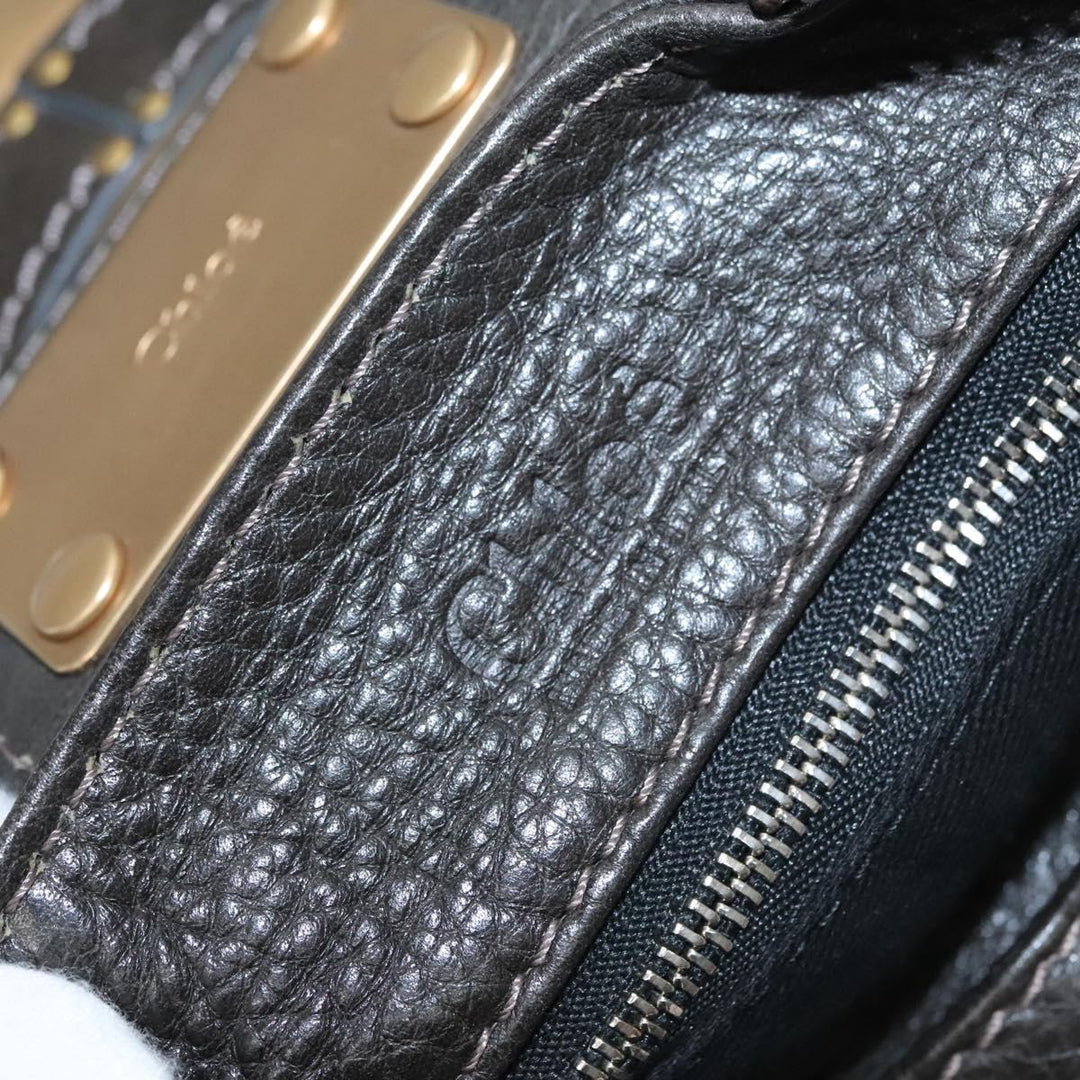 Chloe Paddington Hand Bag Leather Dark Brown Gold Silver 113775