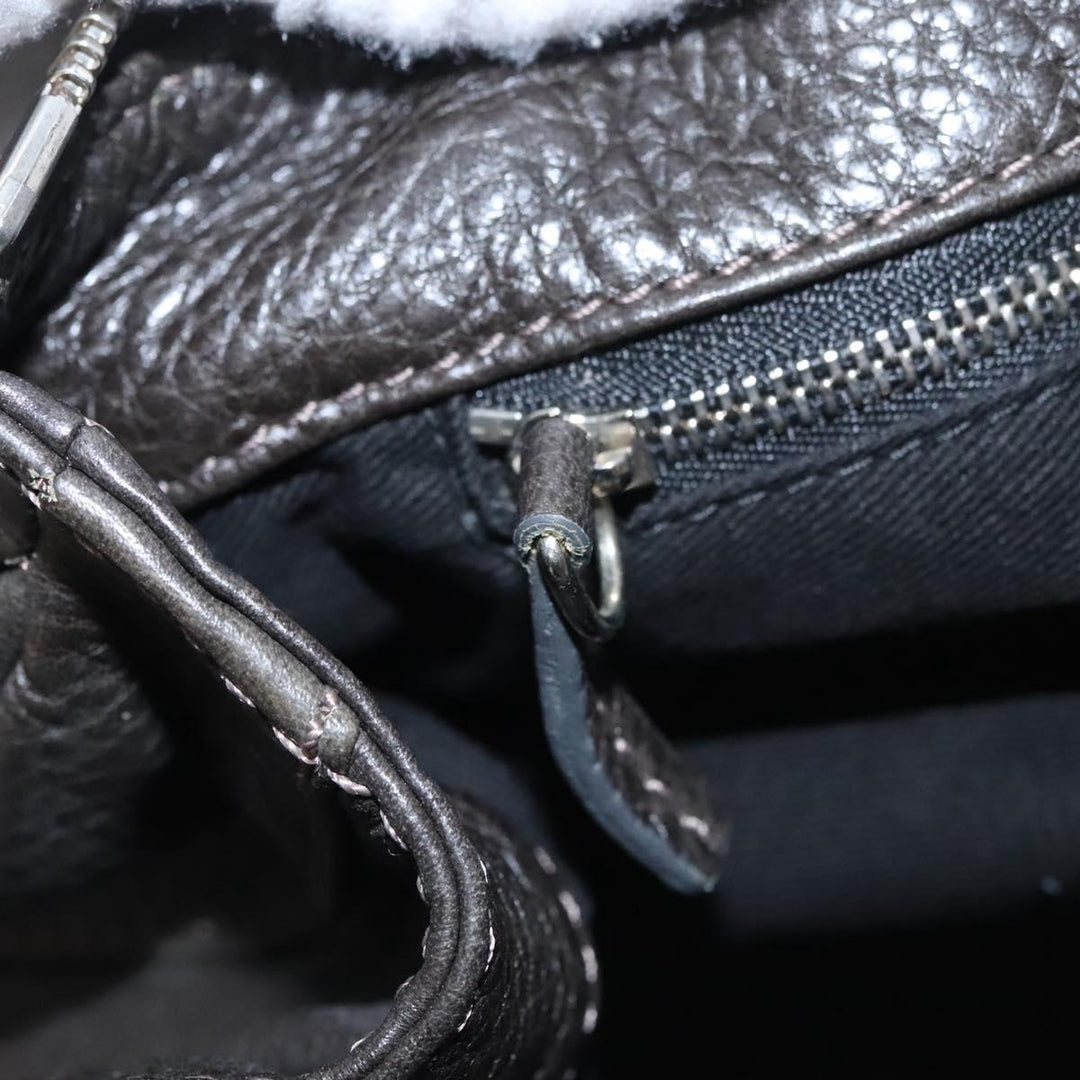 Chloe Paddington Hand Bag Leather Dark Brown Gold Silver 113775
