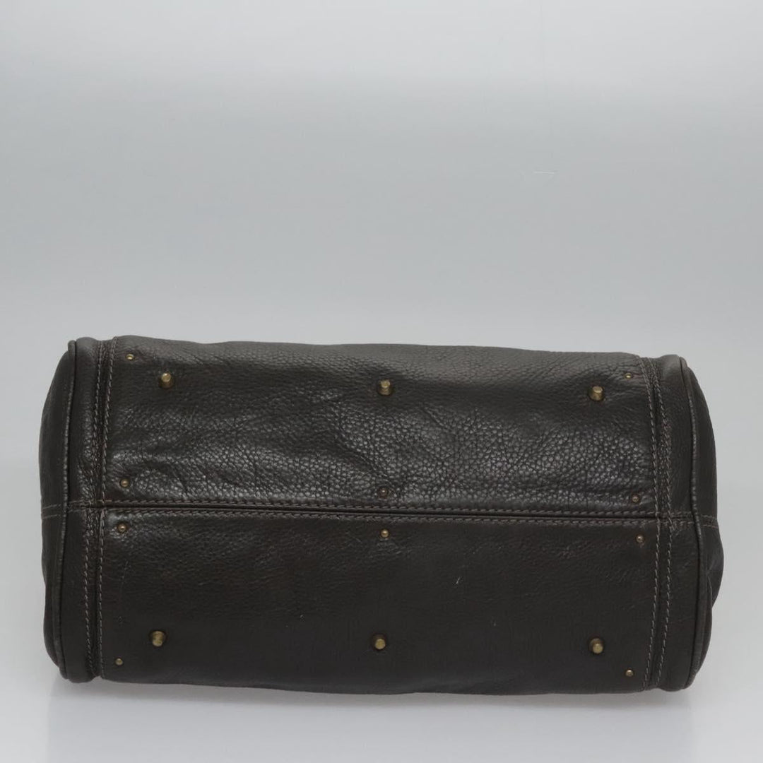 Chloe Paddington Hand Bag Leather Dark Brown Gold Silver 113775