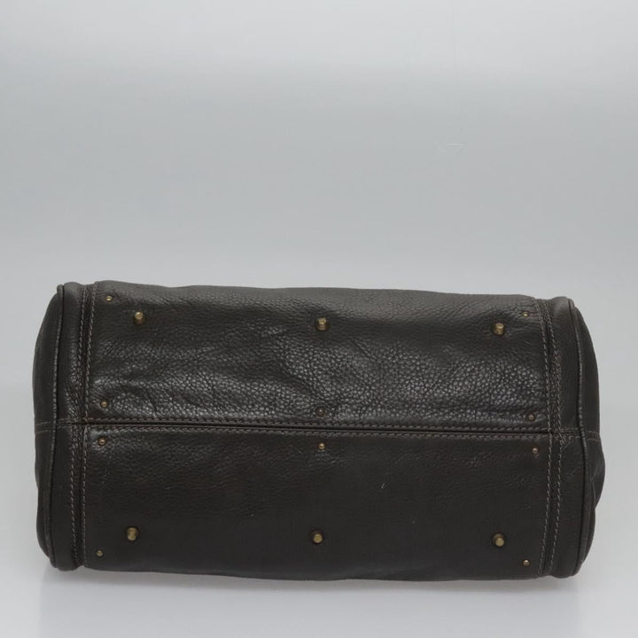 Chloe Paddington Hand Bag Leather Dark Brown Gold Silver 113775