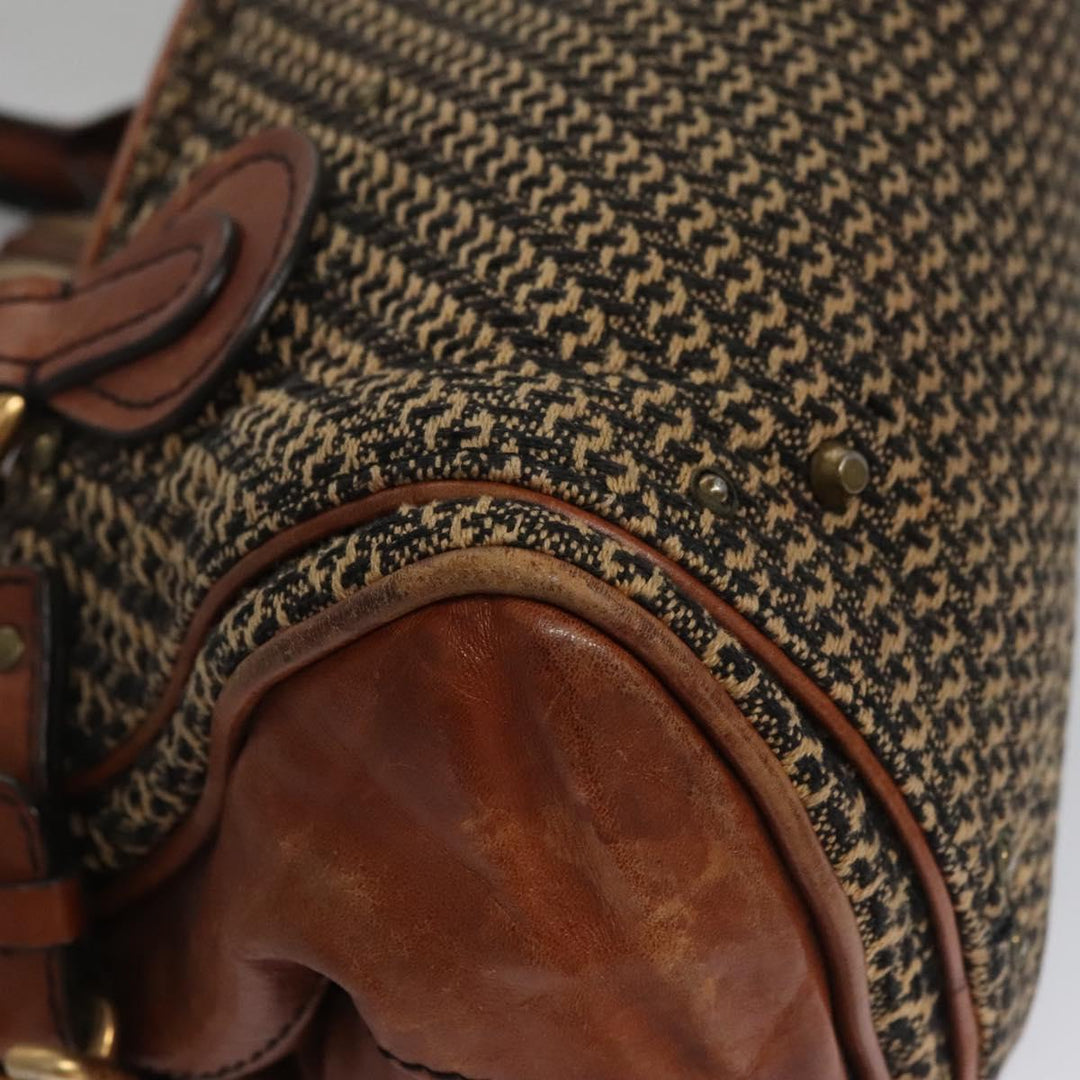 Chloe Paddington Hand Bag Leather Tweed Brown 113776