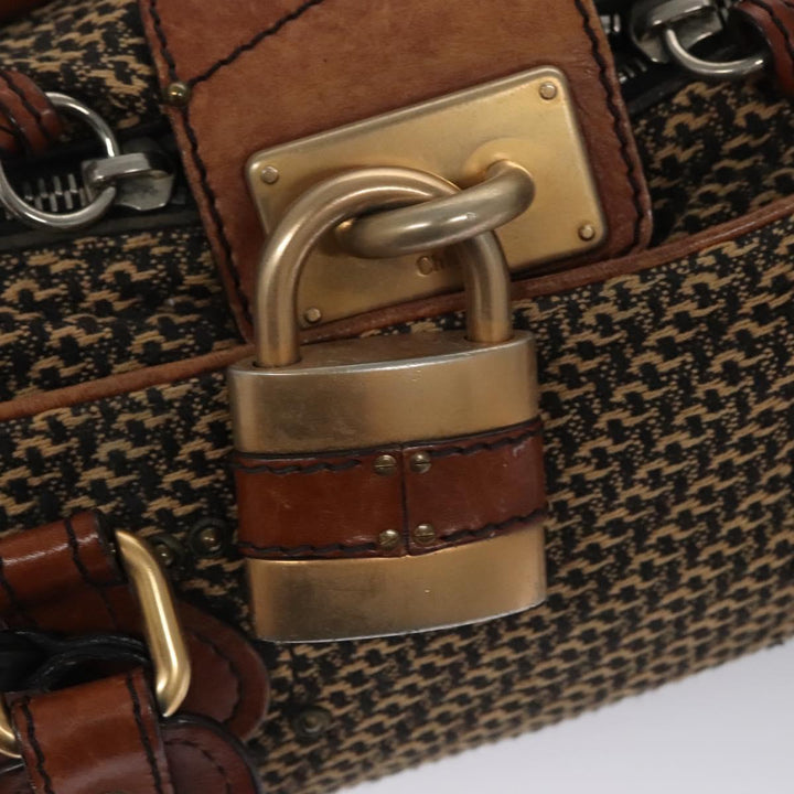 Chloe Paddington Hand Bag Leather Tweed Brown 113776