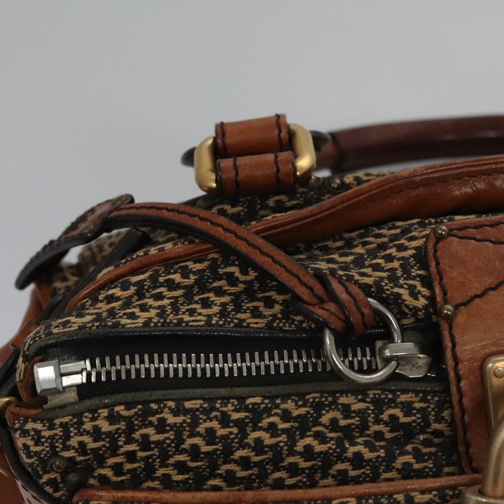 Chloe Paddington Hand Bag Leather Tweed Brown 113776