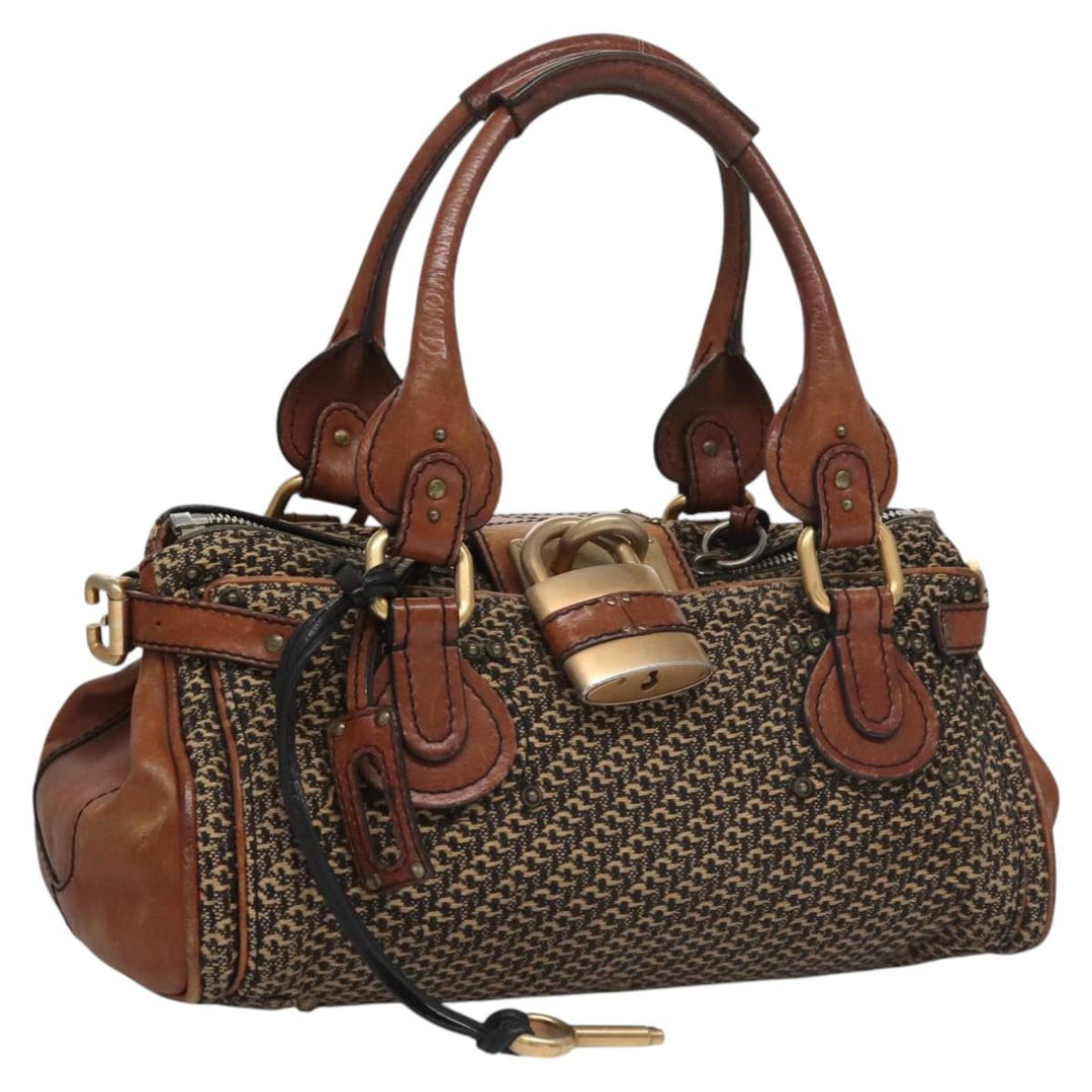 Chloe Paddington Hand Bag Leather Tweed Brown 113776