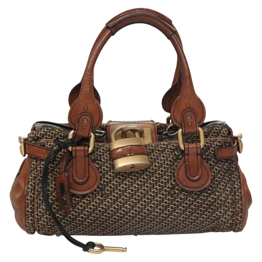 Chloe Paddington Hand Bag Leather Tweed Brown 113776