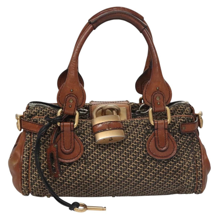 Chloe Paddington Hand Bag Leather Tweed Brown 113776