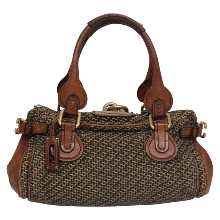 Chloe Paddington Hand Bag Leather Tweed Brown 113776