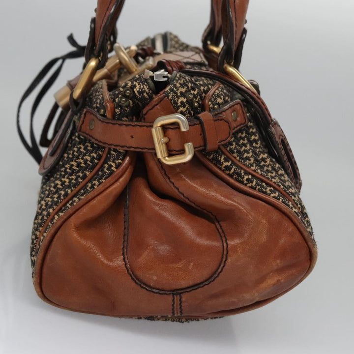Chloe Paddington Hand Bag Leather Tweed Brown 113776