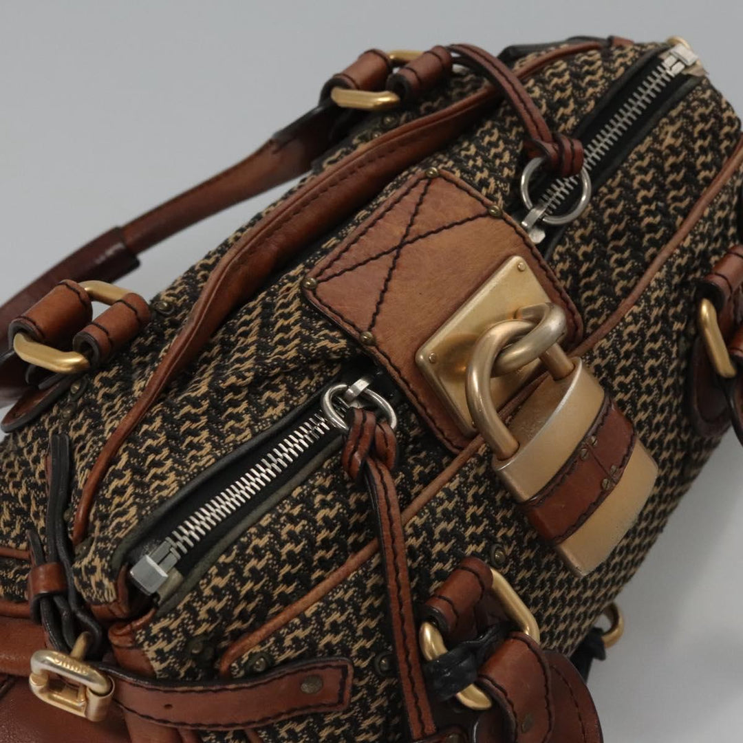 Chloe Paddington Hand Bag Leather Tweed Brown 113776