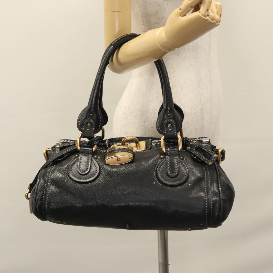 Chloe Paddington Hand Bag Leather Black 113850