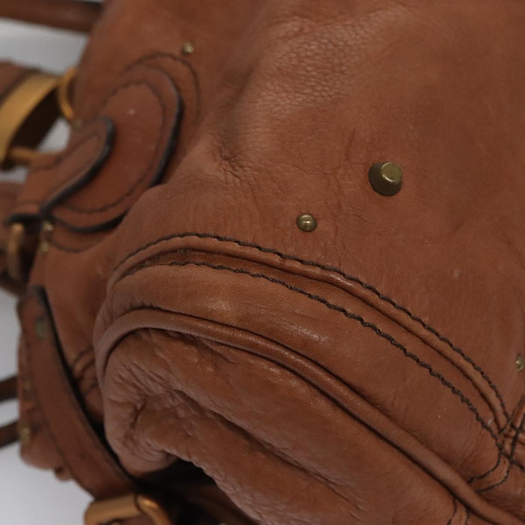 Chloe Paddington Hand Bag Leather Brown Gold Silver 113924