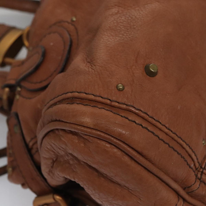 Chloe Paddington Hand Bag Leather Brown Gold Silver 113924