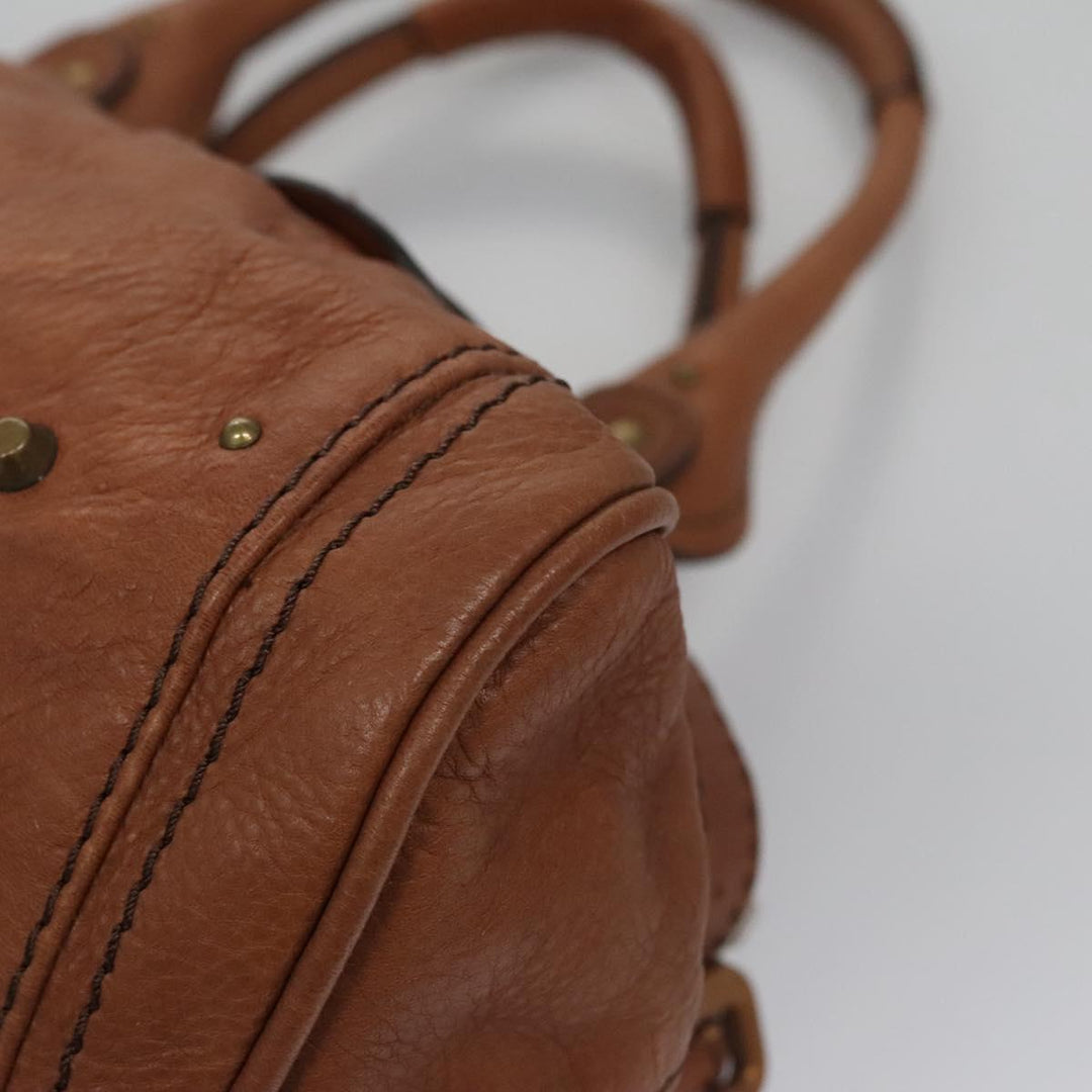 Chloe Paddington Hand Bag Leather Brown Gold Silver 113924