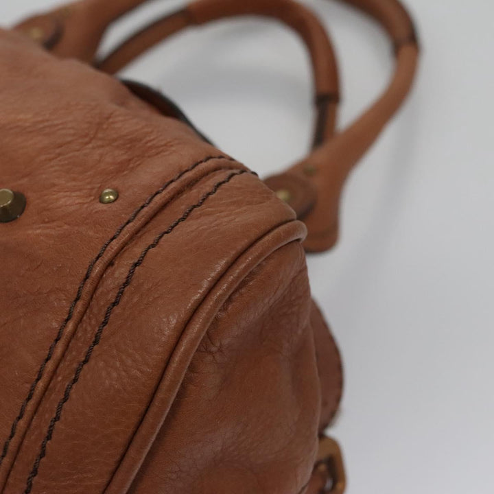 Chloe Paddington Hand Bag Leather Brown Gold Silver 113924
