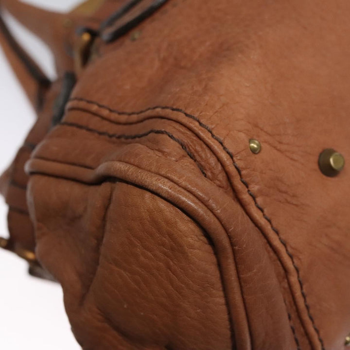 Chloe Paddington Hand Bag Leather Brown Gold Silver 113924
