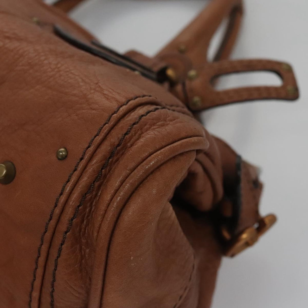 Chloe Paddington Hand Bag Leather Brown Gold Silver 113924