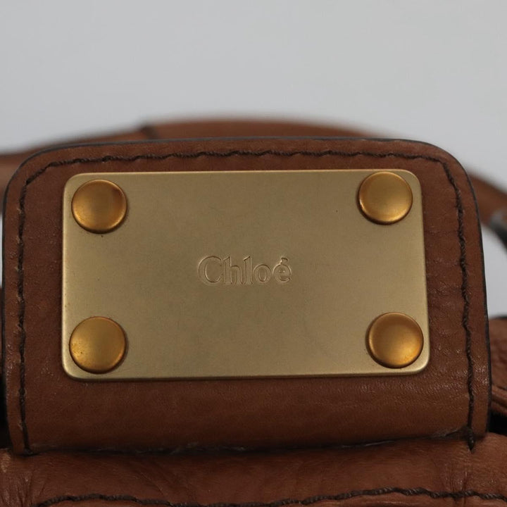 Chloe Paddington Hand Bag Leather Brown Gold Silver 113924