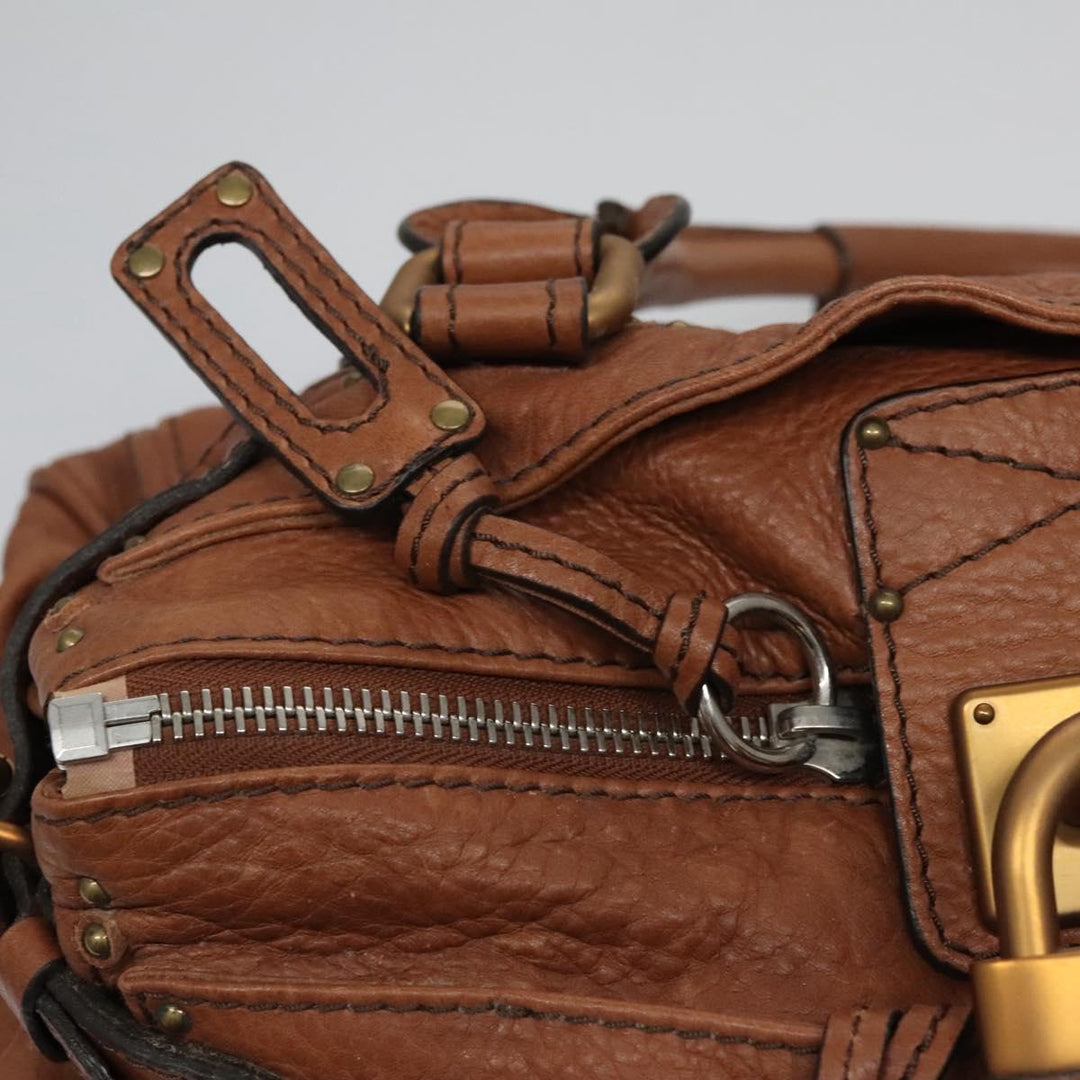 Chloe Paddington Hand Bag Leather Brown Gold Silver 113924
