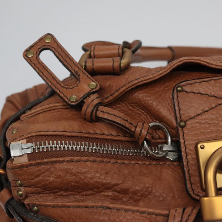Chloe Paddington Hand Bag Leather Brown Gold Silver 113924