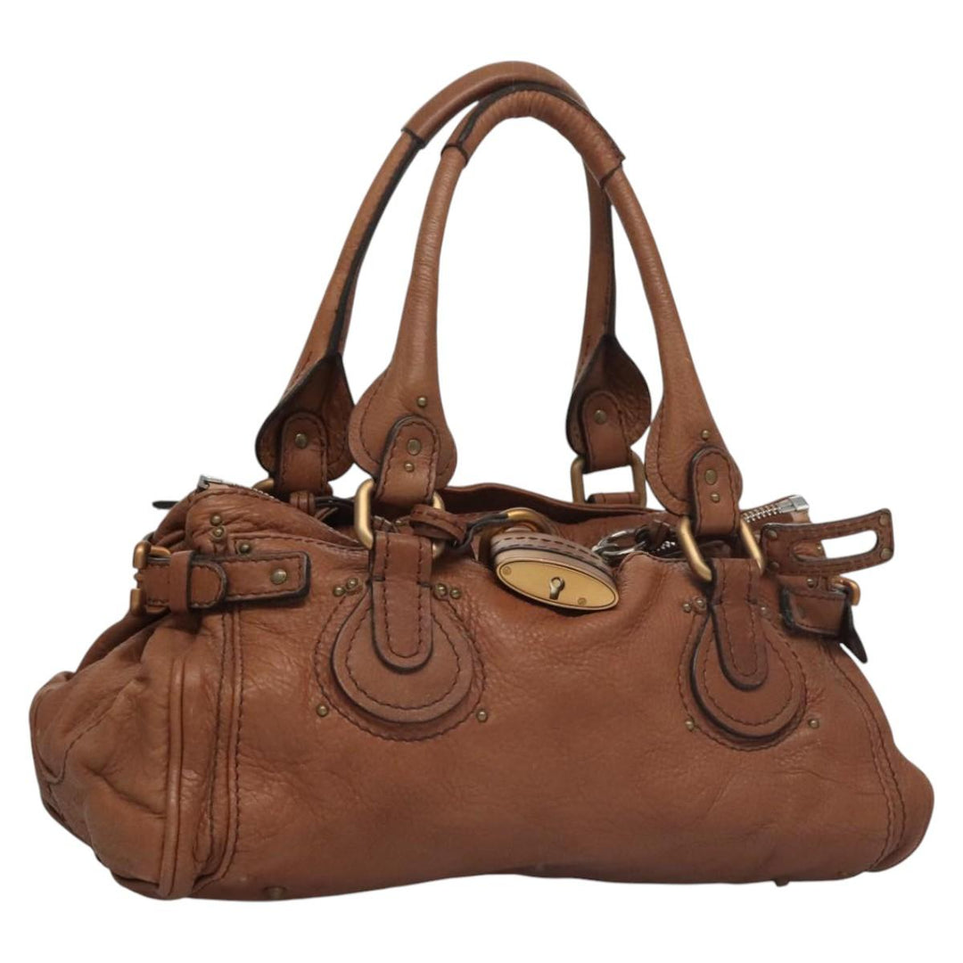 Chloe Paddington Hand Bag Leather Brown Gold Silver 113924
