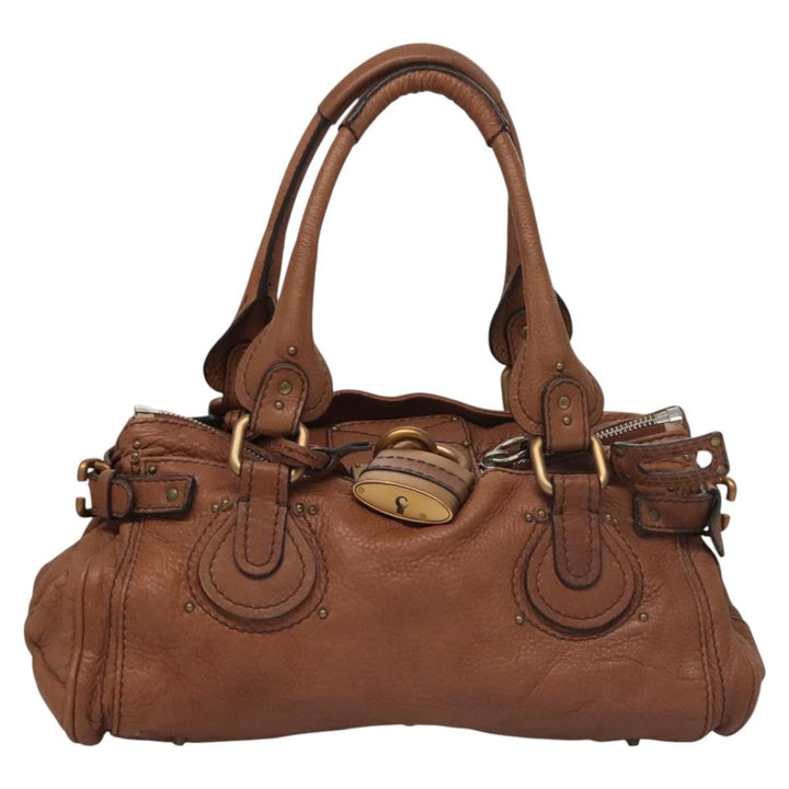 Chloe Paddington Hand Bag Leather Brown Gold Silver 113924