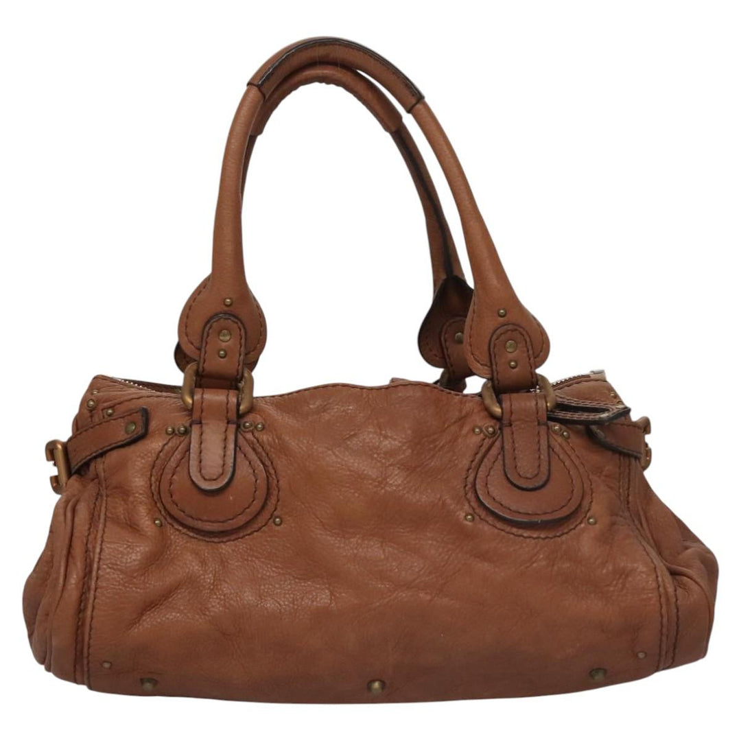 Chloe Paddington Hand Bag Leather Brown Gold Silver 113924