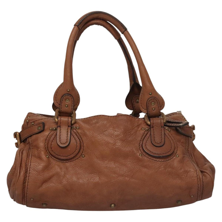 Chloe Paddington Hand Bag Leather Brown Gold Silver 113924