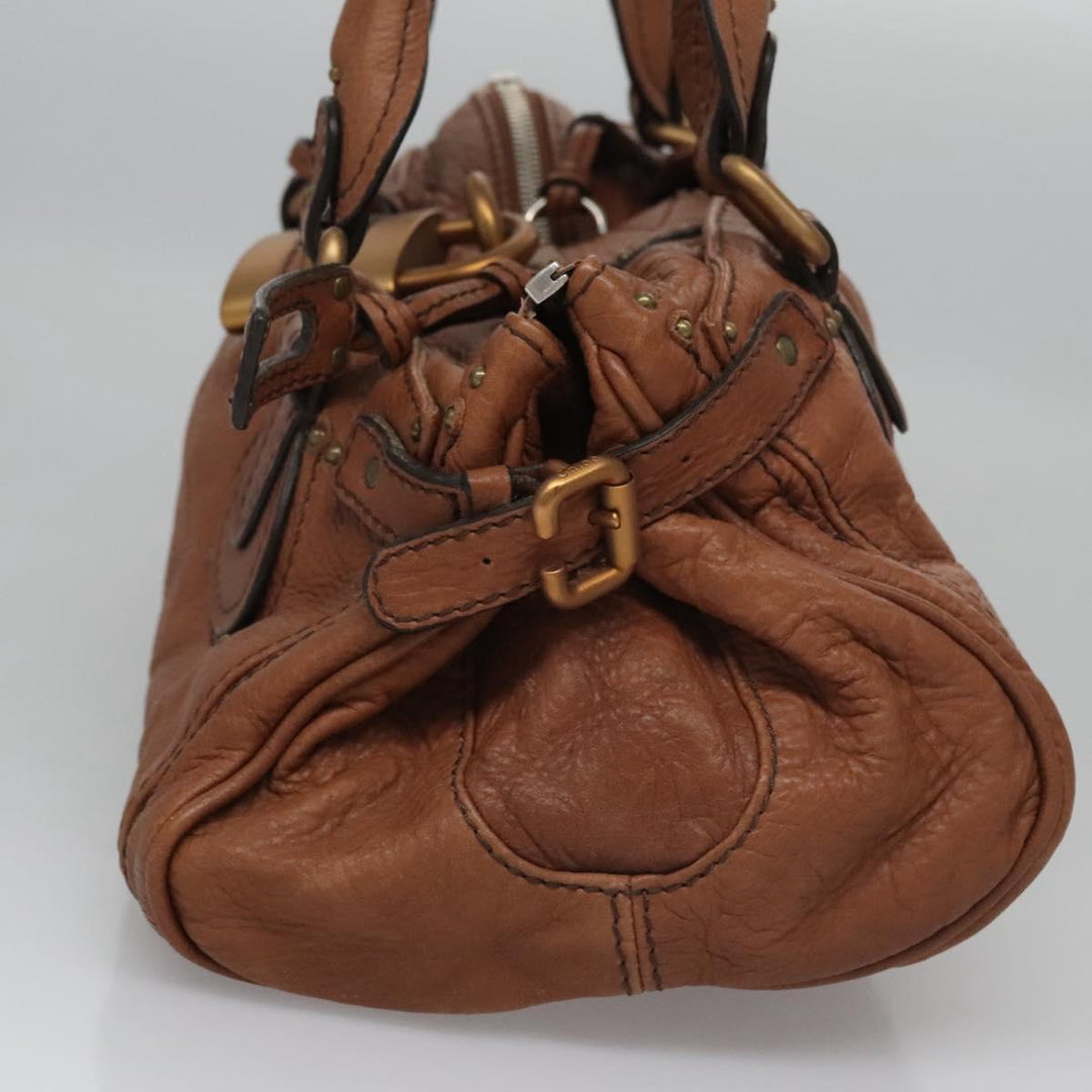 Chloe Paddington Hand Bag Leather Brown Gold Silver 113924