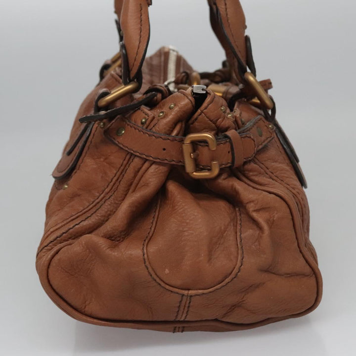 Chloe Paddington Hand Bag Leather Brown Gold Silver 113924