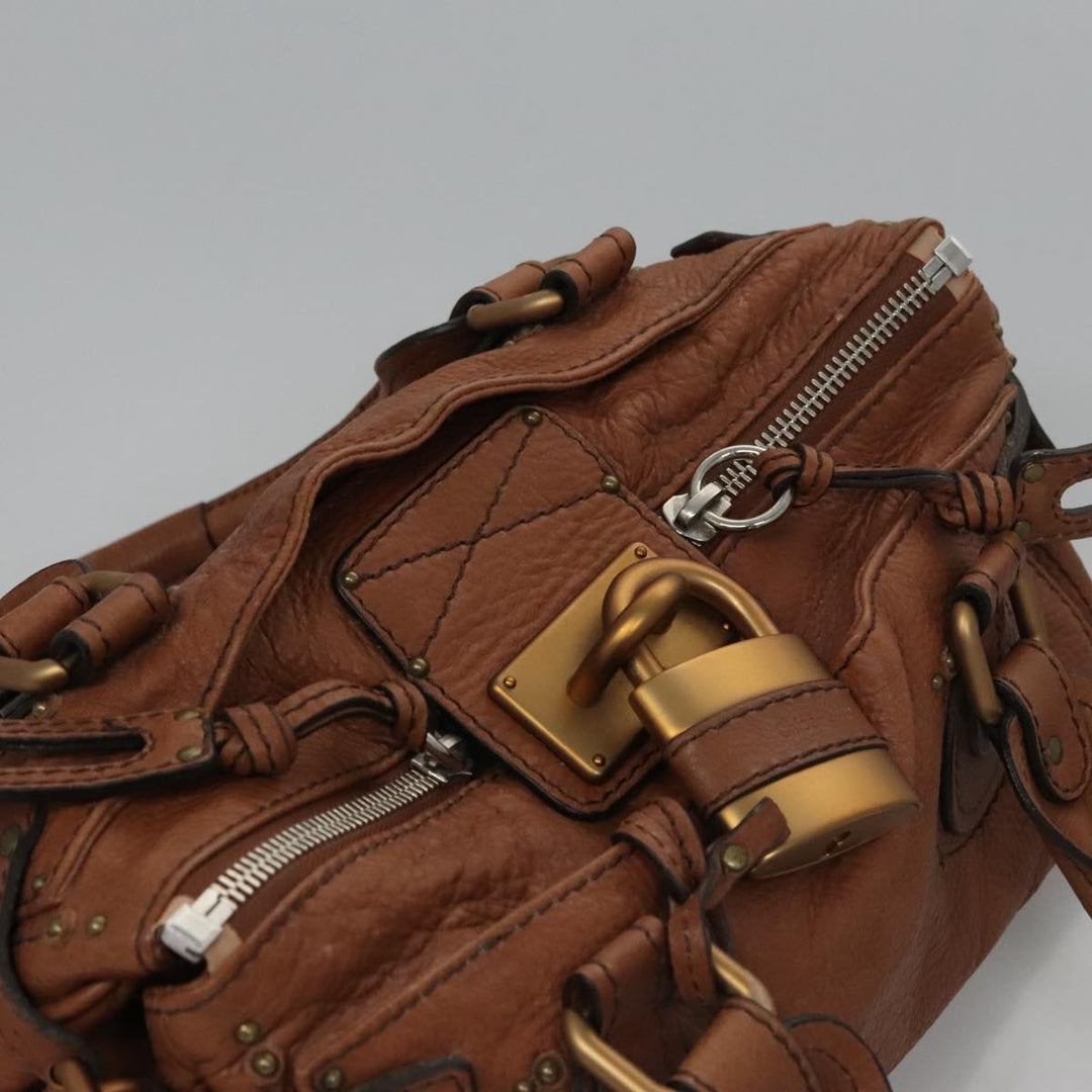 Chloe Paddington Hand Bag Leather Brown Gold Silver 113924
